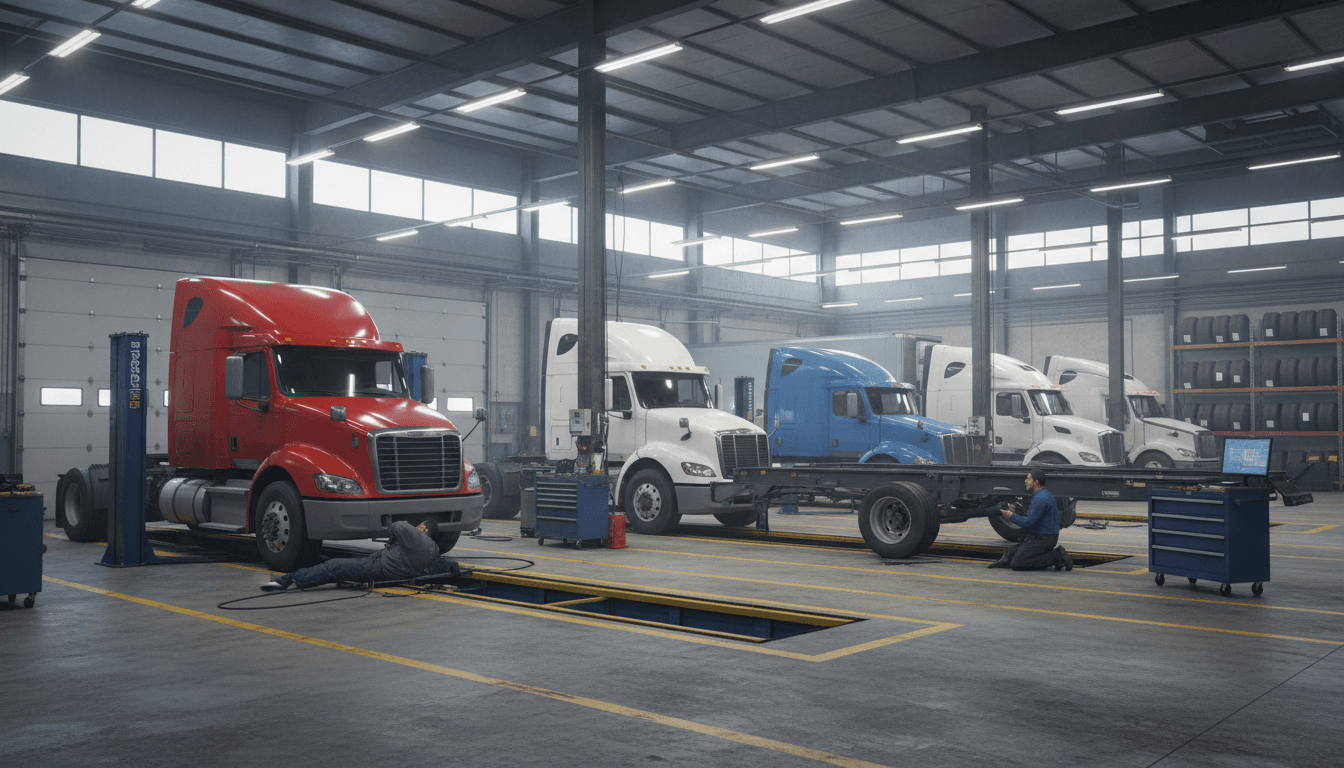 Commercial truck in leasing lot