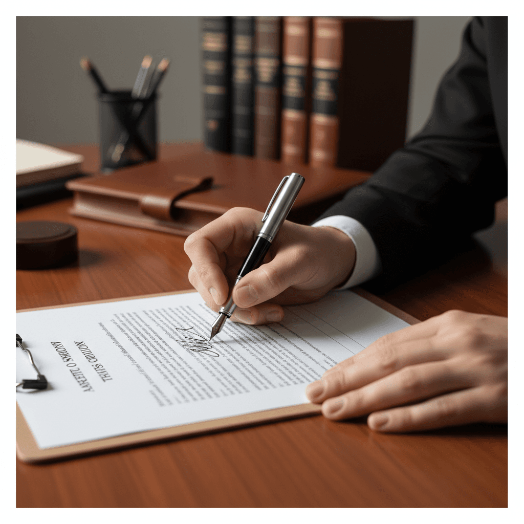 Lease document on desk